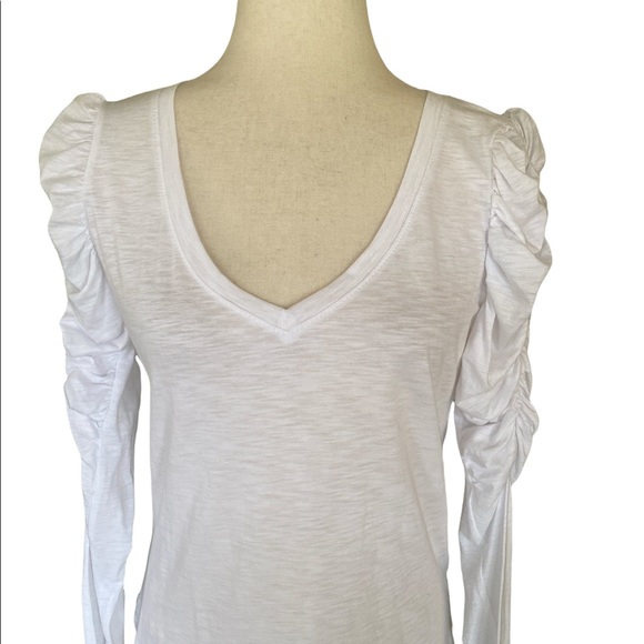 NWT Karlie Puff Ruched Sleeve White Knit Top - M - Picture 3 of 13